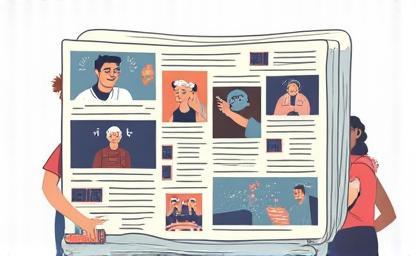 Illustration of a newspaper or magazine with personalized content